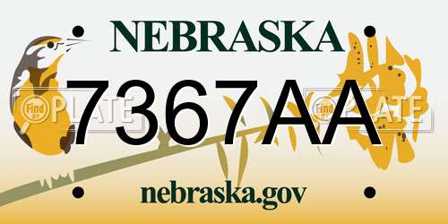 7367AA Nebraska License Plate