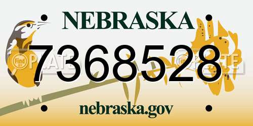 7368528 Nebraska License Plate