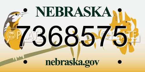 7368575 Nebraska License Plate