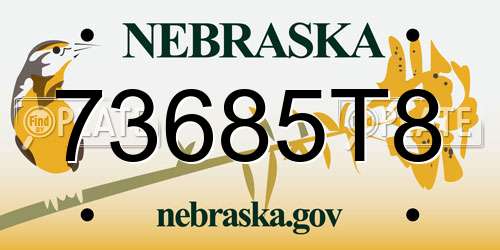 73685T8 Nebraska License Plate