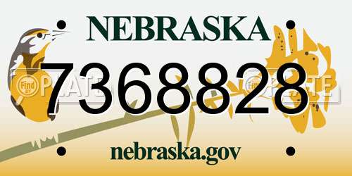 7368828 Nebraska License Plate
