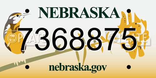 7368875 Nebraska License Plate
