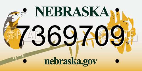7369709 Nebraska License Plate