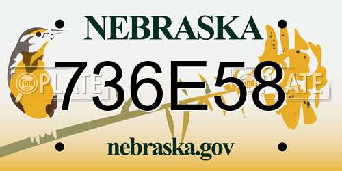 736E58 Nebraska License Plate