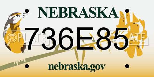736E85 Nebraska License Plate