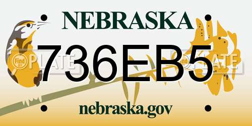 736EB5 Nebraska License Plate