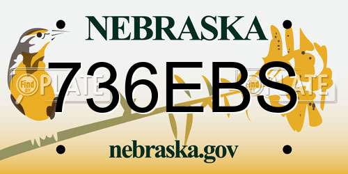 736EBS Nebraska License Plate