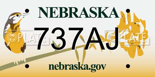 737AJ Nebraska License Plate
