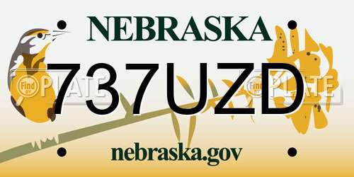 737UZD Nebraska License Plate