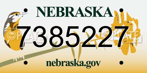 7385227 Nebraska License Plate