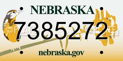 7385272 Nebraska License Plate