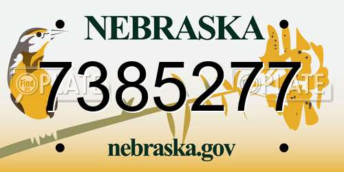 7385277 Nebraska License Plate