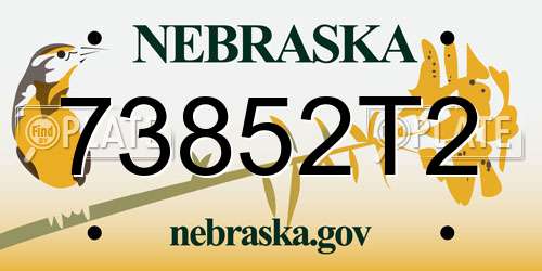 73852T2 Nebraska License Plate