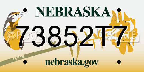73852T7 Nebraska License Plate