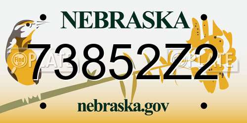 73852Z2 Nebraska License Plate