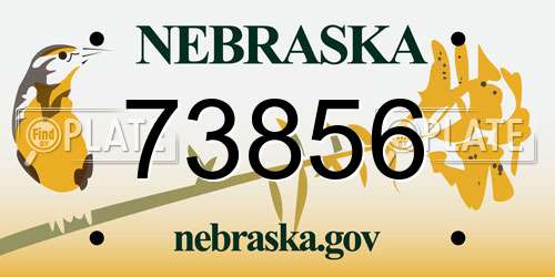 73856 Nebraska License Plate