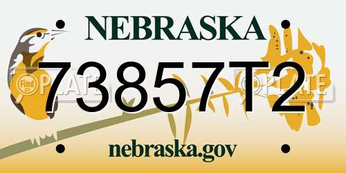73857T2 Nebraska License Plate