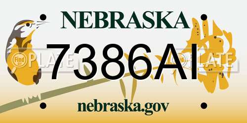 7386AI Nebraska License Plate