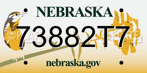 73882T7 Nebraska License Plate