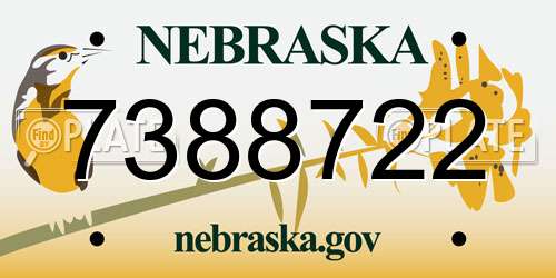 7388722 Nebraska License Plate