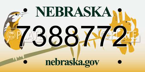 7388772 Nebraska License Plate