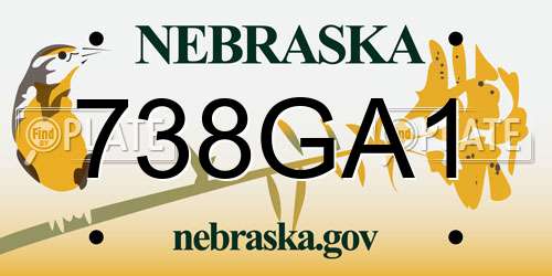 738GA1 Nebraska License Plate