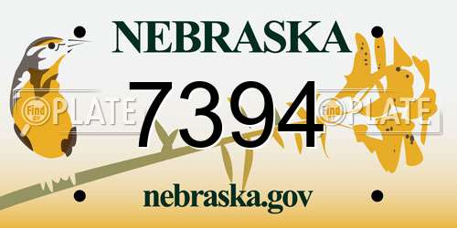 7394 Nebraska License Plate