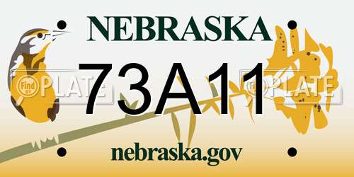 73A11 Nebraska License Plate