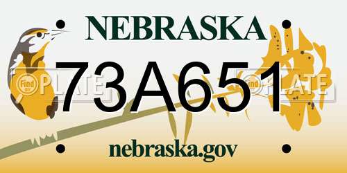 73A651 Nebraska License Plate