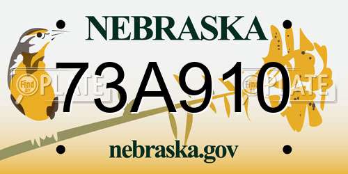73A910 Nebraska License Plate
