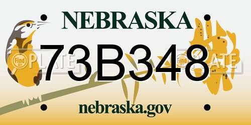 73B348 Nebraska License Plate