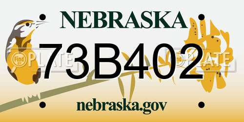 73B402 Nebraska License Plate