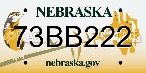 73BB222 Nebraska License Plate