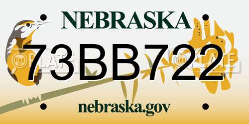 73BB722 Nebraska License Plate