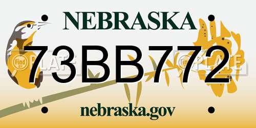 73BB772 Nebraska License Plate