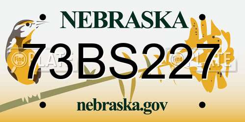 73BS227 Nebraska License Plate