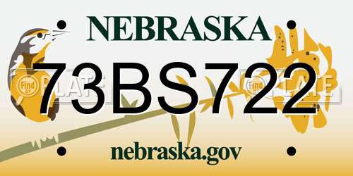 73BS722 Nebraska License Plate