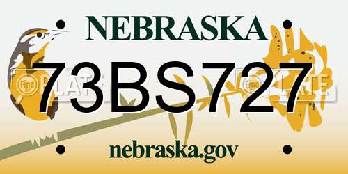 73BS727 Nebraska License Plate