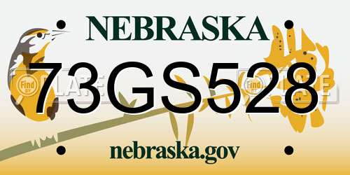 73GS528 Nebraska License Plate