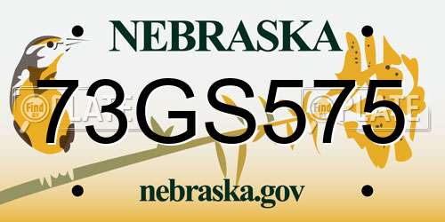73GS575 Nebraska License Plate