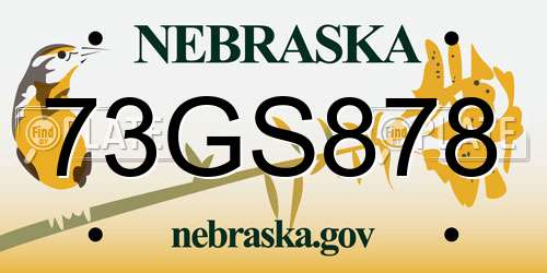 73GS878 Nebraska License Plate