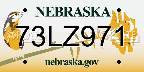 73LZ971 Nebraska License Plate