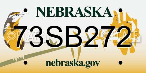 73SB272 Nebraska License Plate