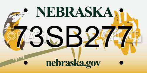 73SB277 Nebraska License Plate