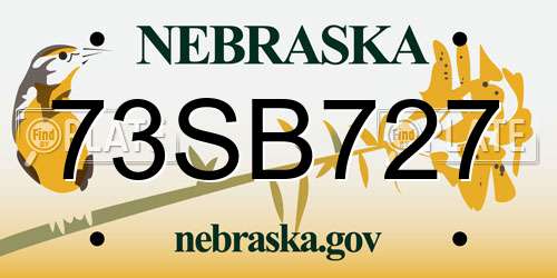 73SB727 Nebraska License Plate