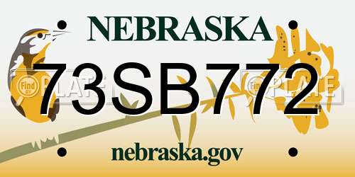 73SB772 Nebraska License Plate