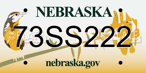 73SS222 Nebraska License Plate