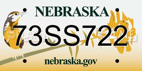 73SS722 Nebraska License Plate