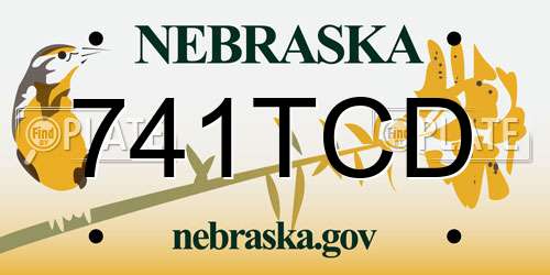 741TCD Nebraska License Plate