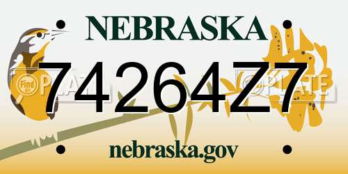 74264Z7 Nebraska License Plate